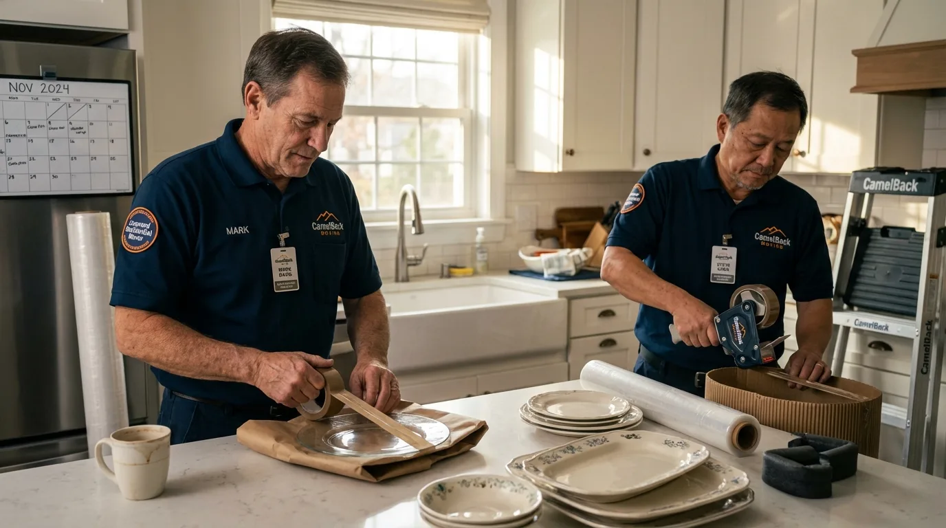 Professional crew packing kitchen dishware in Chambersburg, PA